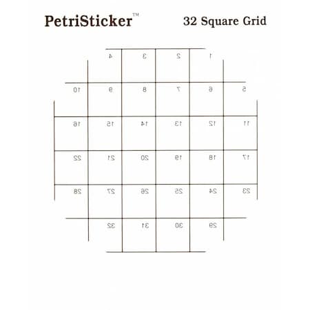 Diversified Biotech Petri Stickers, 32 Grid, 36/pk, 36PK 247010